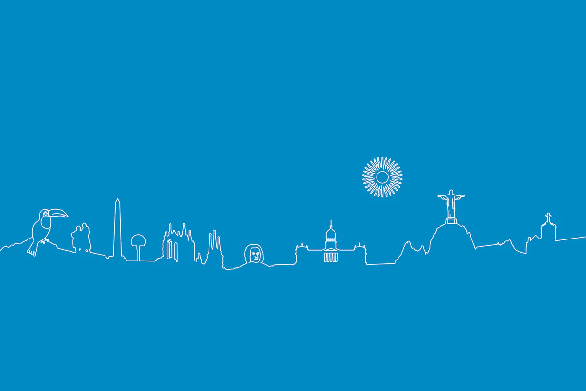 Skyline mit kombinierten Sehenswürdigkeiten von Thüringen und der Mercosur-Region